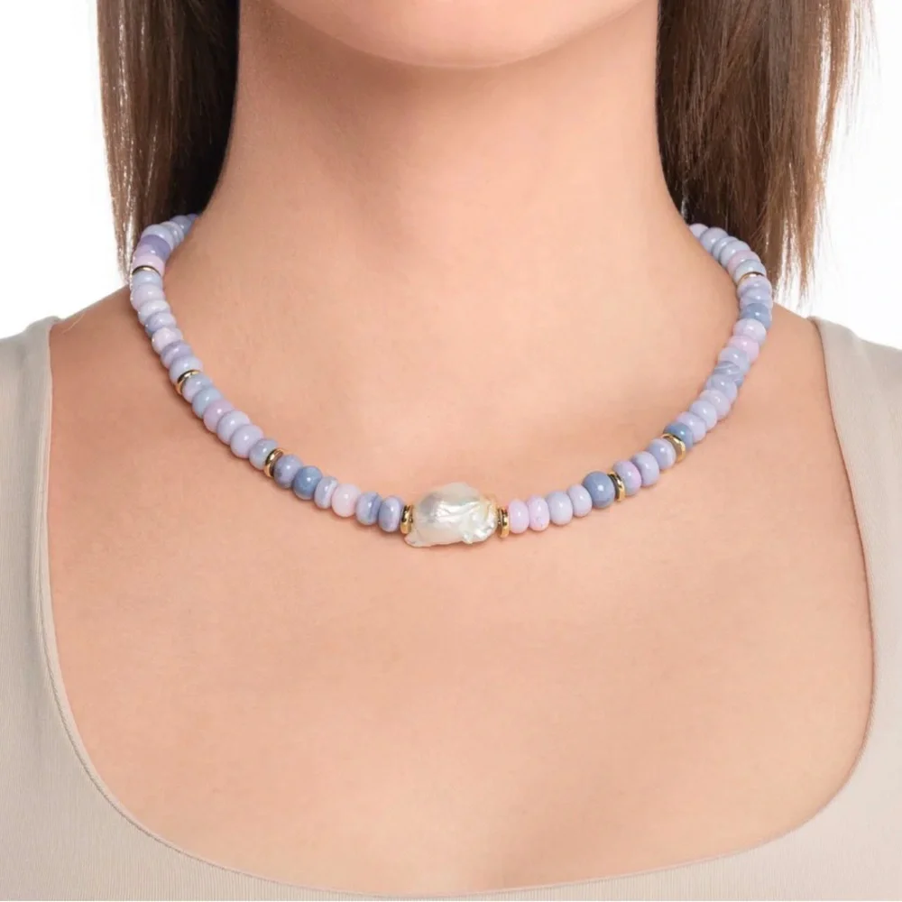 Mayamar luxurious Purple Opal Baroque pearl Necklace - Picture 1 of 5